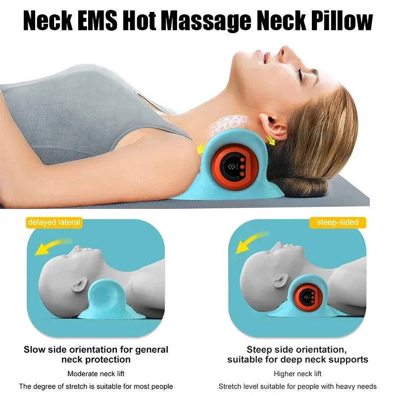 Electric Neck Traction Massager With Vibration Kneading Pillow