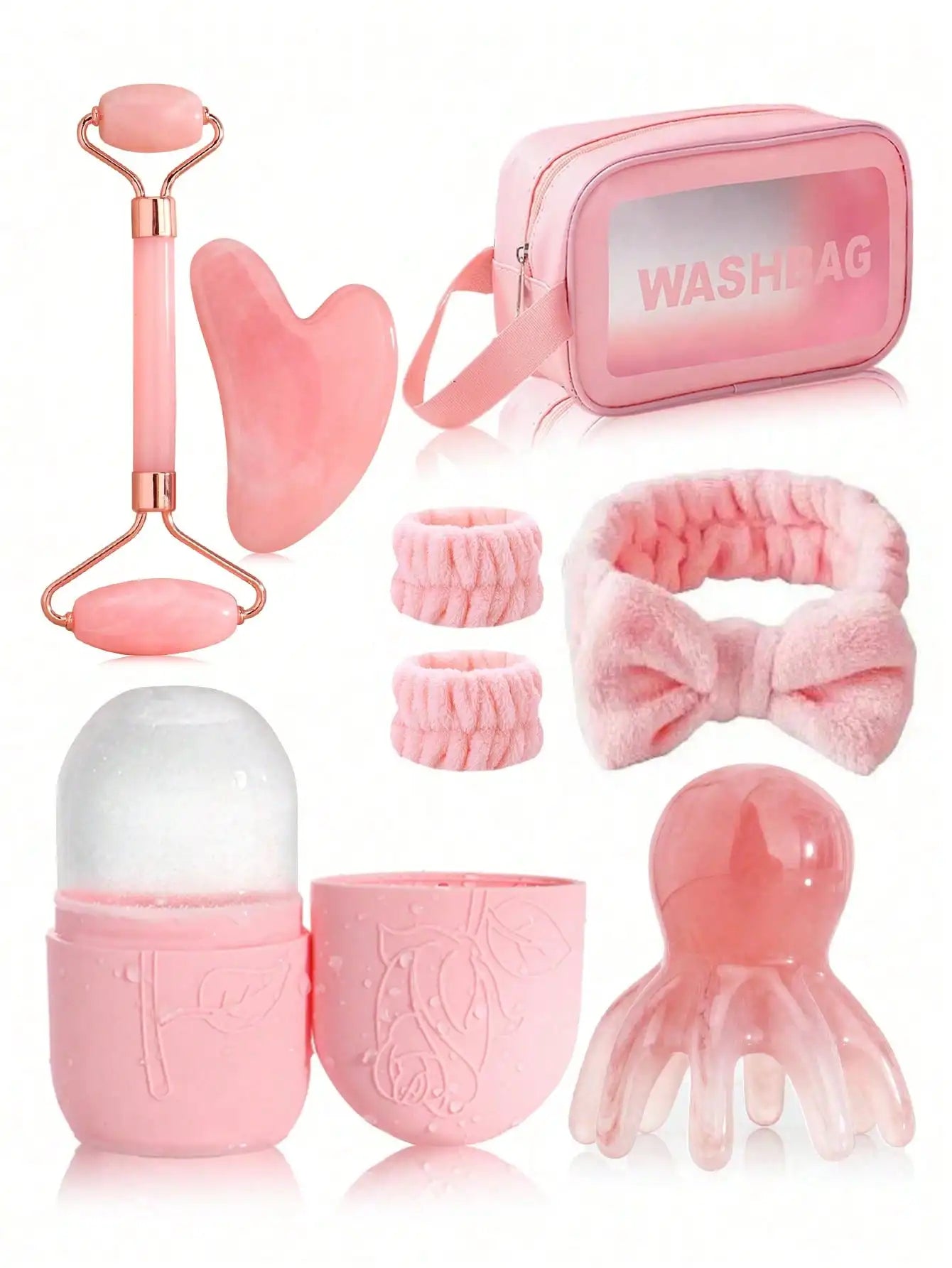 Facial Massage Scraping Tool Kit With Face Roller Massage Stick Ice Gel Pack