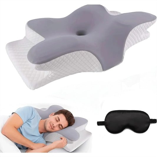 Memory Foam Pillow With Sleeping Mask For Ergonomic Neck And Shoulder