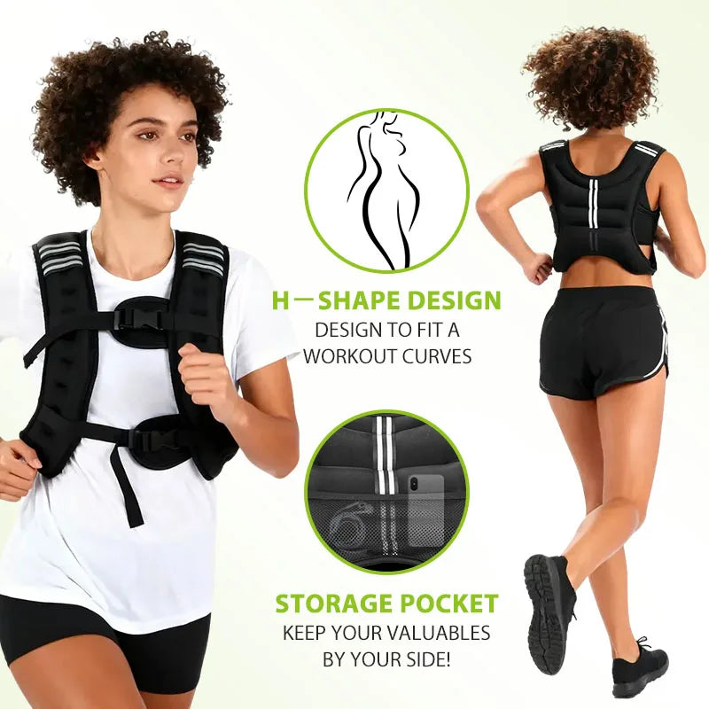 12 Pound Weight Vest With Reflective Stripe Pocket For Workout Strength Training Running Fitness And Muscle Building