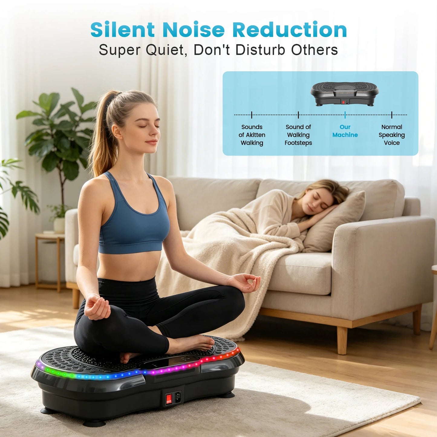 Smart Vibration Plate Exercise Machine With LED Light Strip 200 Speed Levels