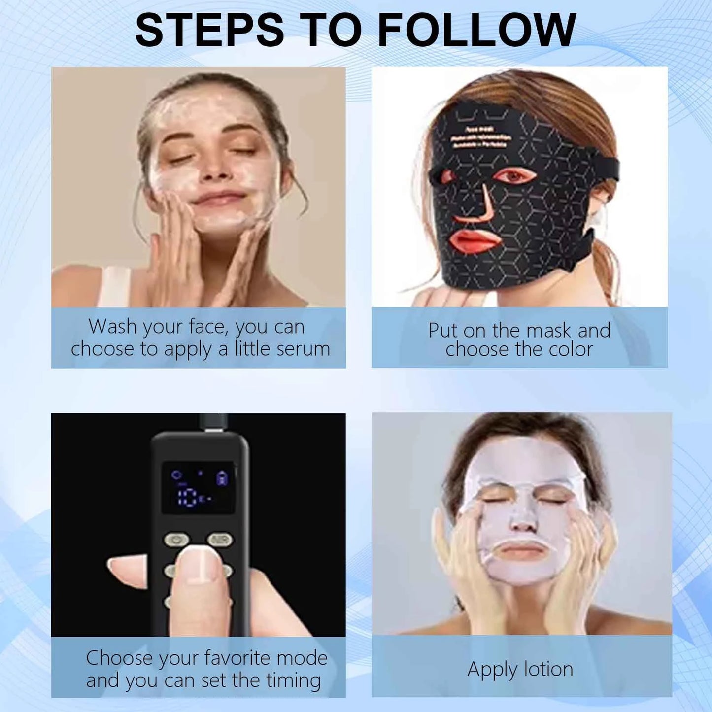 UBilli 4 Modes Portable LED Face Mask Light Therapy For Skin Rejuvenation