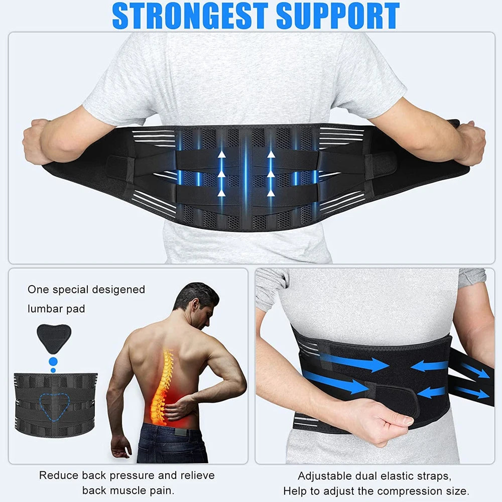 Lower Back Brace With 6 Stays Orthopedic Support Belt
