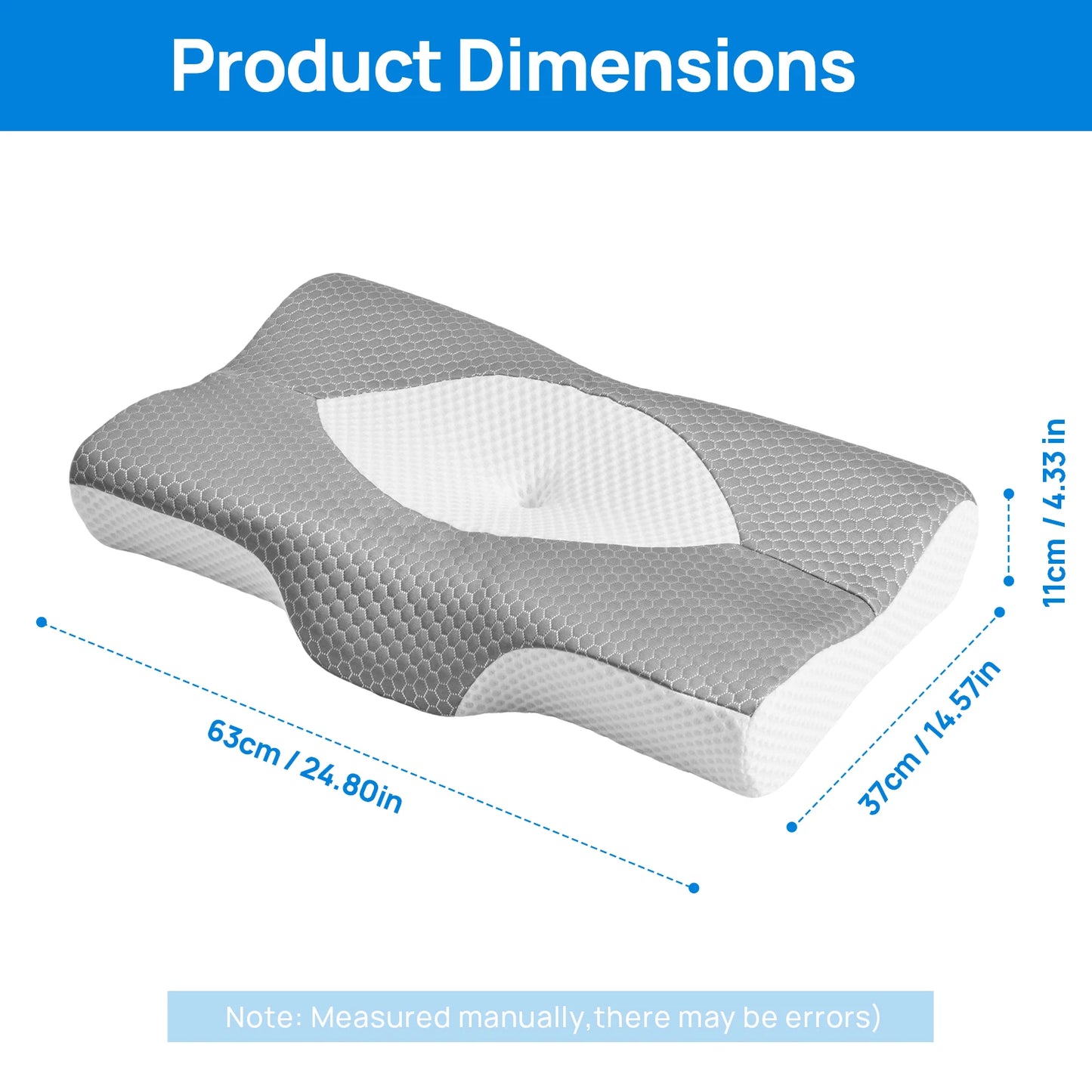 JHK Cervical Memory Foam Neck Pillow Ventilated For Stomach Sleepers