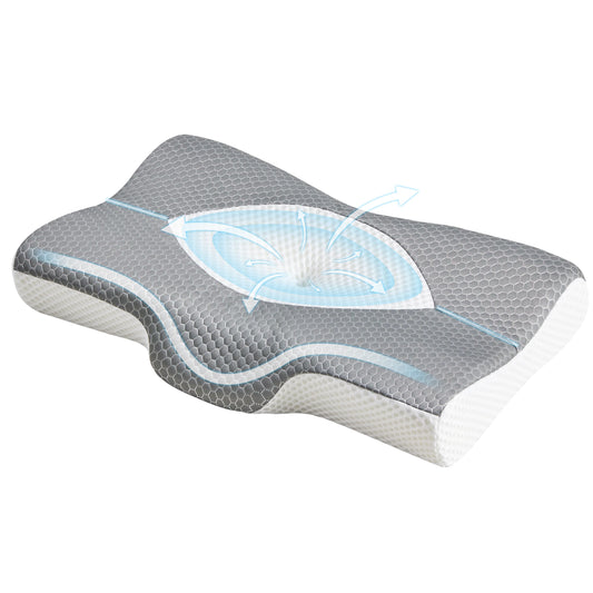 JHK Cervical Memory Foam Neck Pillow Ventilated For Stomach Sleepers