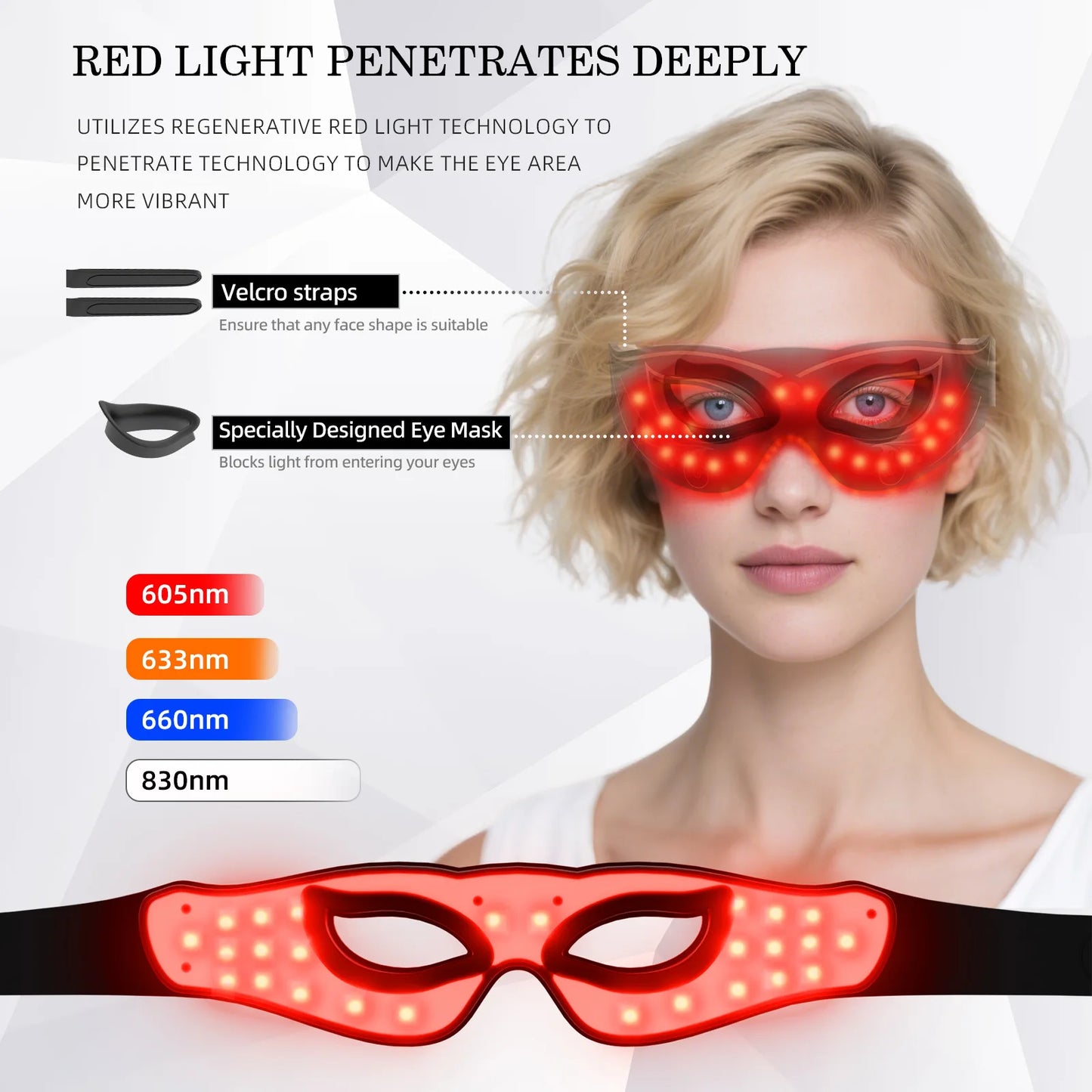 LED Red Light Therapy Eye Mask For Under-Eye Wrinkles