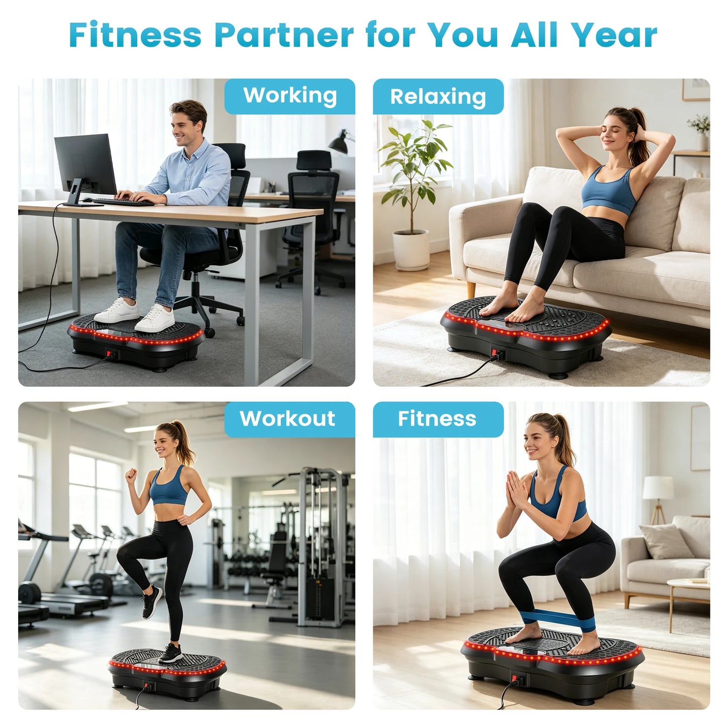 Smart Vibration Plate Exercise Machine With LED Light Strip 200 Speed Levels