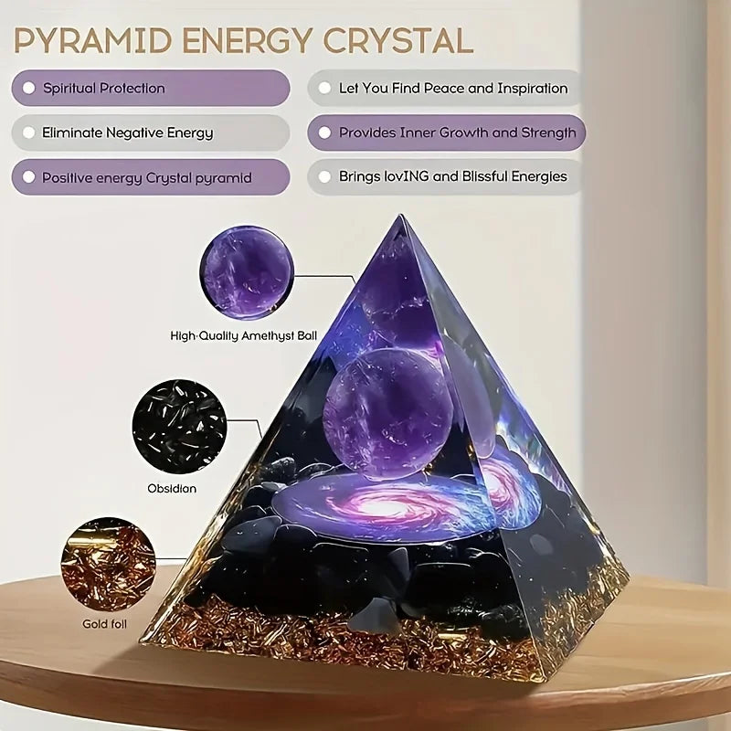 Amethyst Crystal Pyramid Home Decor