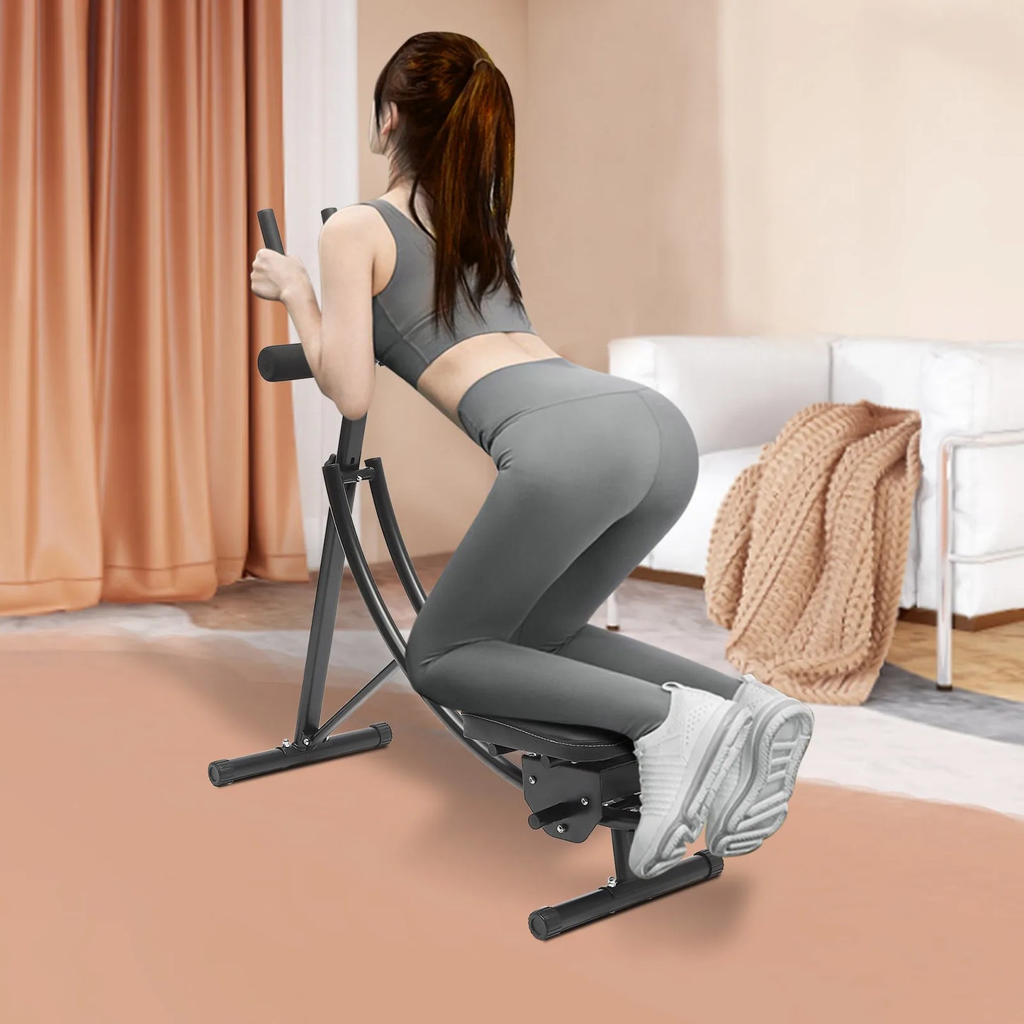 Abdominal Crunch Coaster Height Adjustable Abdominal Trainer With LCD Monitor