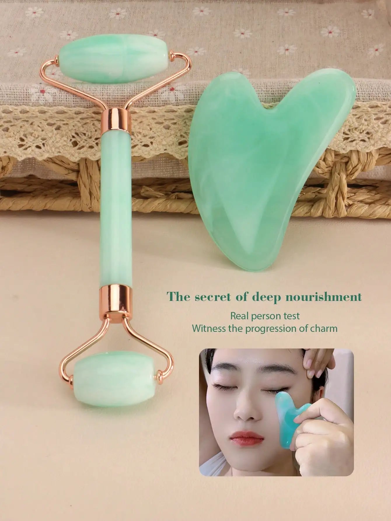 Facial Massage Scraping Tool Kit With Face Roller Massage Stick Ice Gel Pack