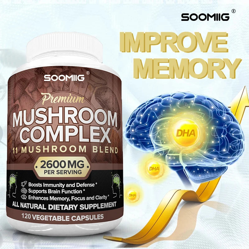 Kenofor Charge Mushroom Complex Supplement For Memory Brain Immune Support