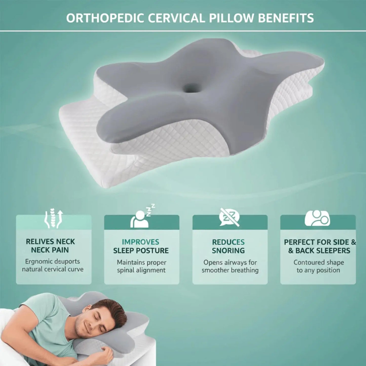 Memory Foam Pillow With Sleeping Mask For Ergonomic Neck And Shoulder