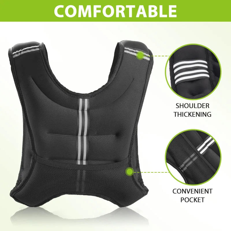 12 Pound Weight Vest With Reflective Stripe Pocket For Workout Strength Training Running Fitness And Muscle Building