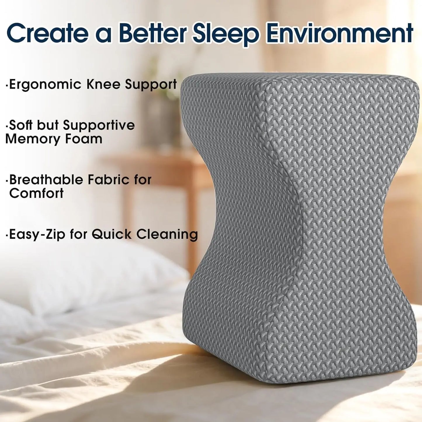 Memory Foam Knee Pillow For Side Sleepers Elevation And Blood Circulation