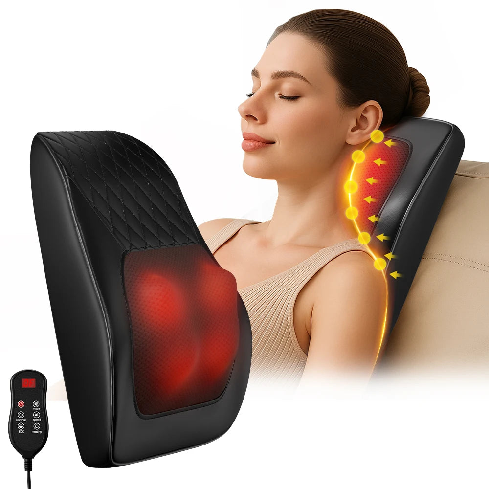 HIMOU Back Massager Neck And Heat 3D Kneading Pillow