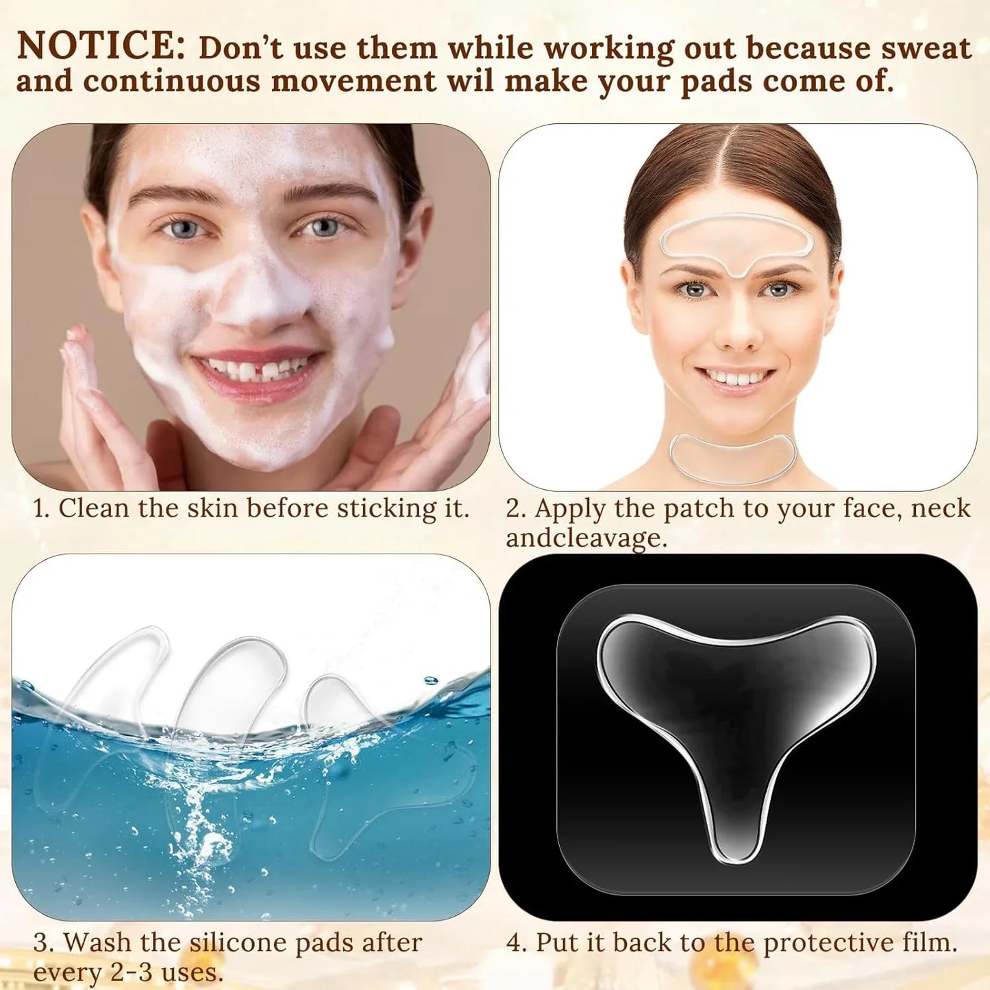 Reusable Silicone Chest Patch for Wrinkle Reduction and Lifting