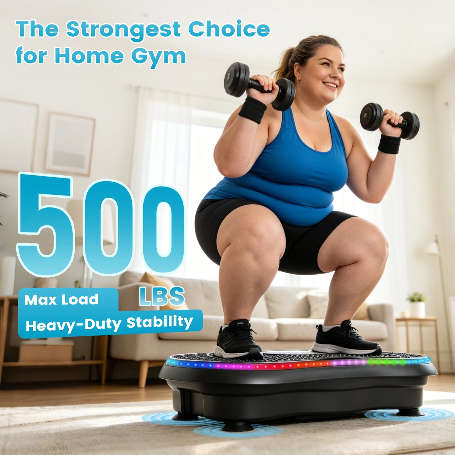Smart Vibration Plate Exercise Machine With LED Light Strip 200 Speed Levels