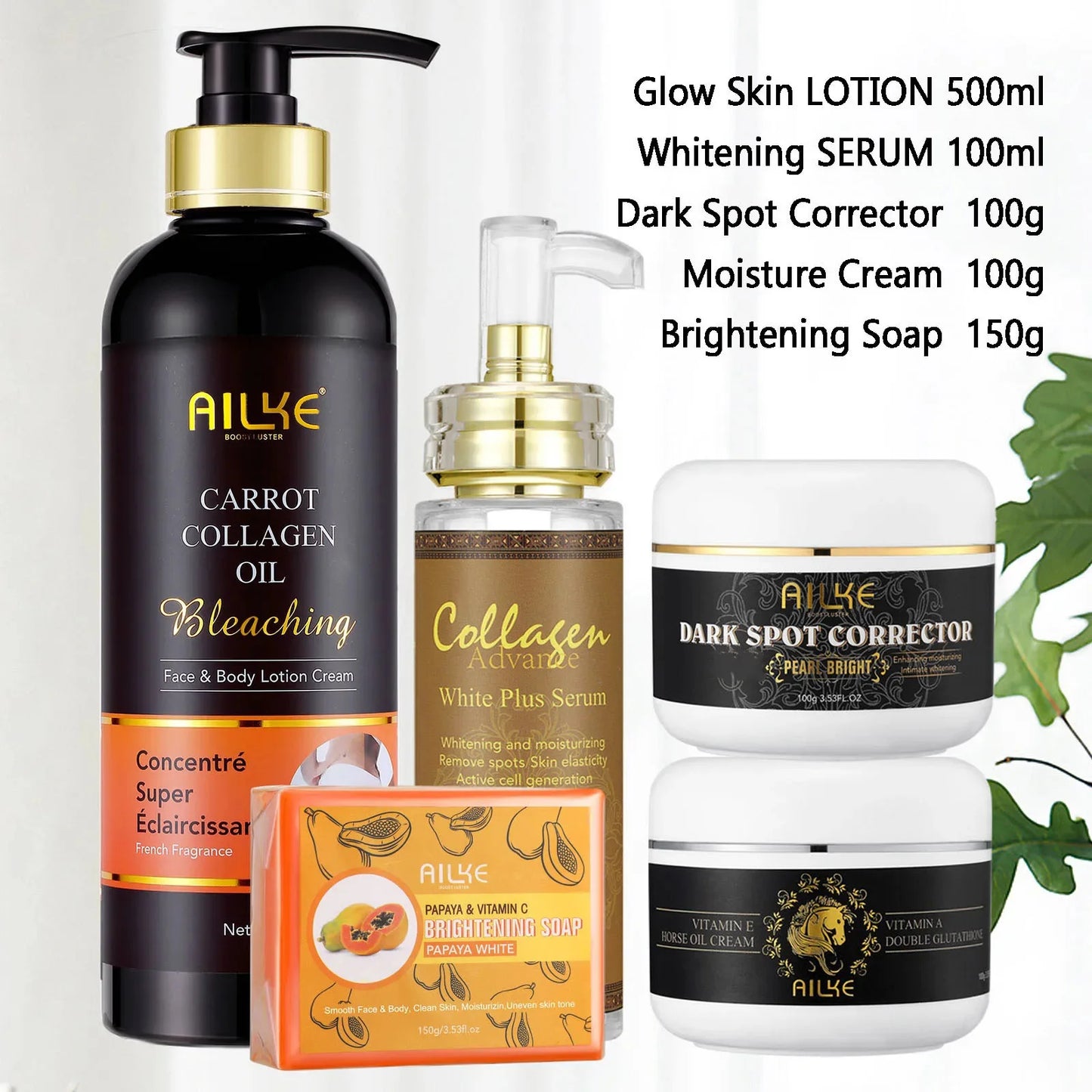 AILKE Collagen Skin Care Kit Whitening and Dark Spot Correction
