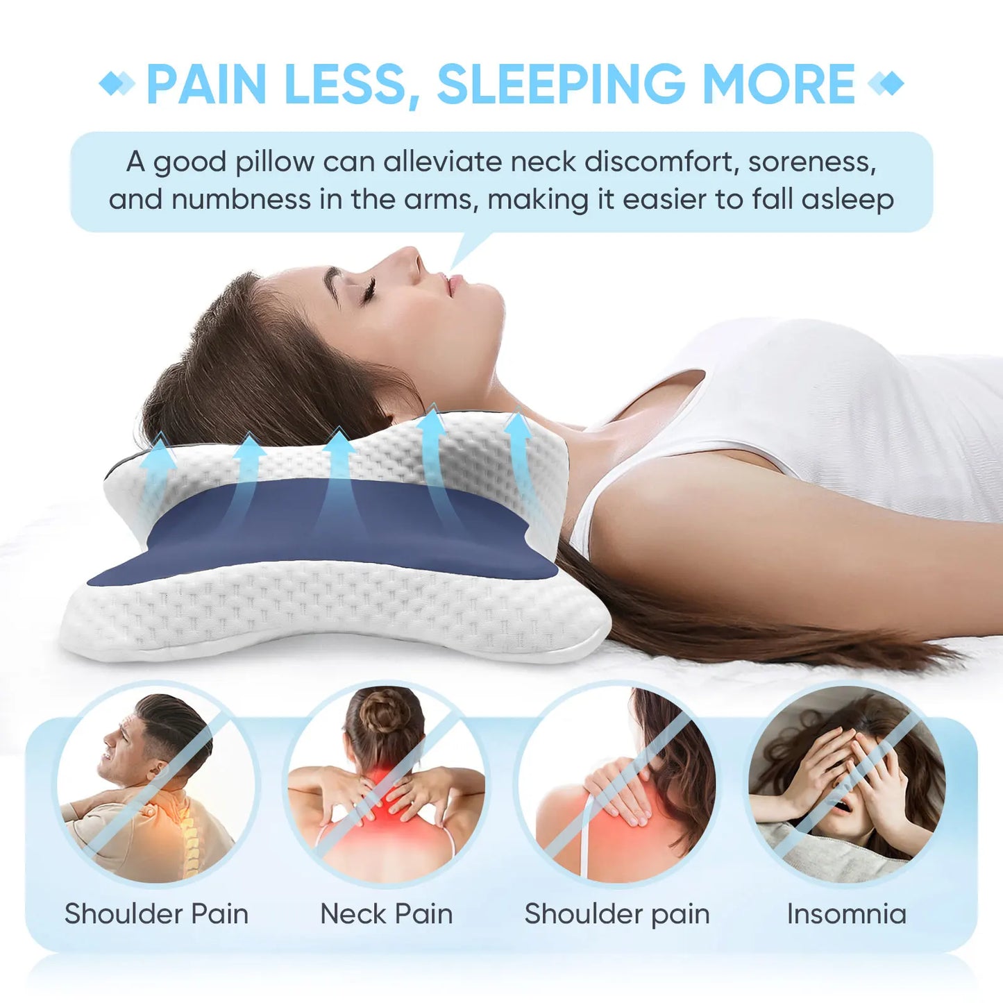 Memory Foam Cervical Pillow For Neck Pain Relief Orthopedic Support