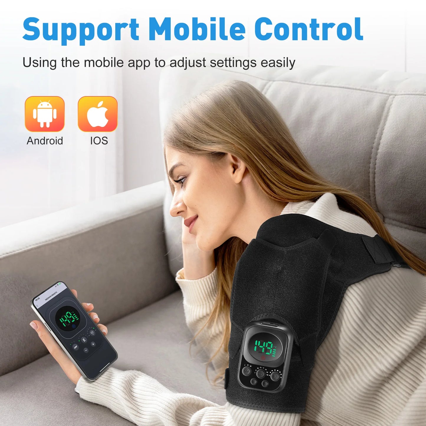 Agdoad Electric Shoulder Brace With Heated Pad And Wireless Control