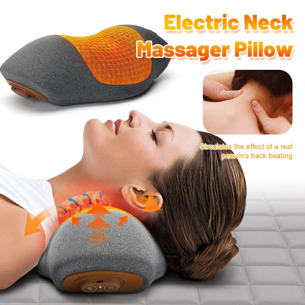 Neck Massage Pillow With Heating Vibration For Cervical Spine Care