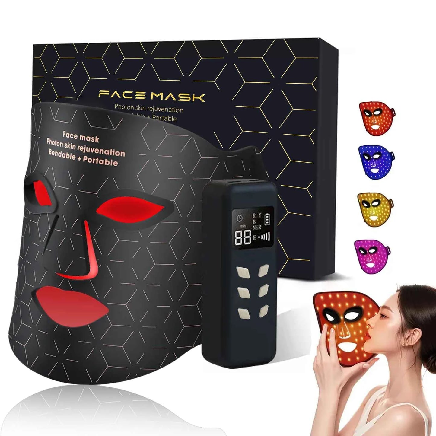 UBilli 4 Modes Portable LED Face Mask Light Therapy For Skin Rejuvenation