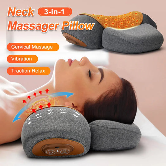 Neck Massage Pillow With Heating Vibration For Cervical Spine Care