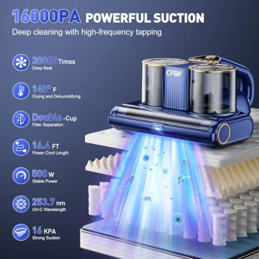 Mattress Vacuum Cleaner With UVC Light And 16Kpa Suction