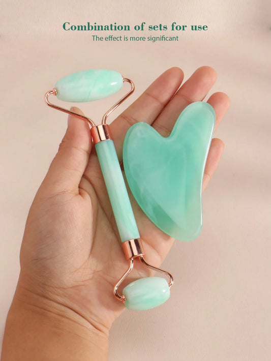 Facial Massage Scraping Tool Kit With Face Roller Massage Stick Ice Gel Pack