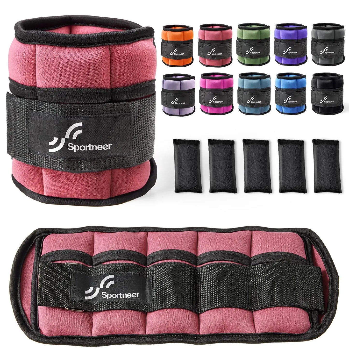 Sportneer Adjustable Ankle Weights 1Pair 10lb Leg Weight Straps for Women Men Weighted Ankle Weights Set for Gym Fitness Workout