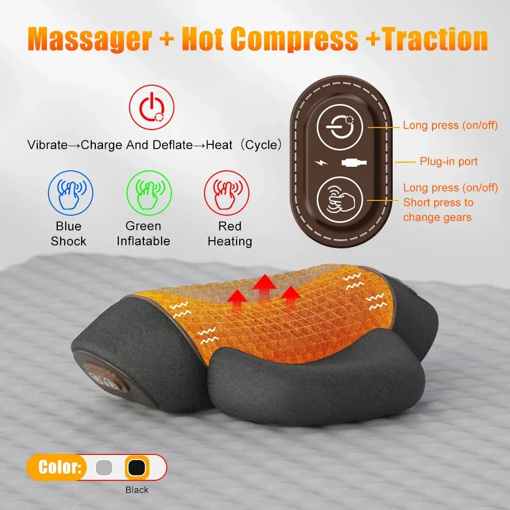 Neck Massage Pillow With Heating Vibration For Cervical Spine Care