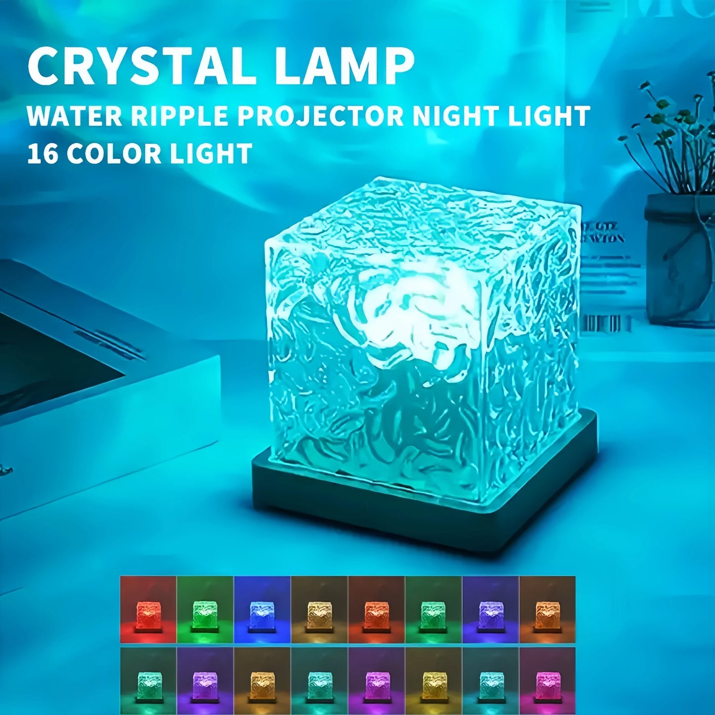 16 Colors Ocean Wave Projector Light Touch LED Night Light Remote Dimmable USB Powered Gift Party Decor