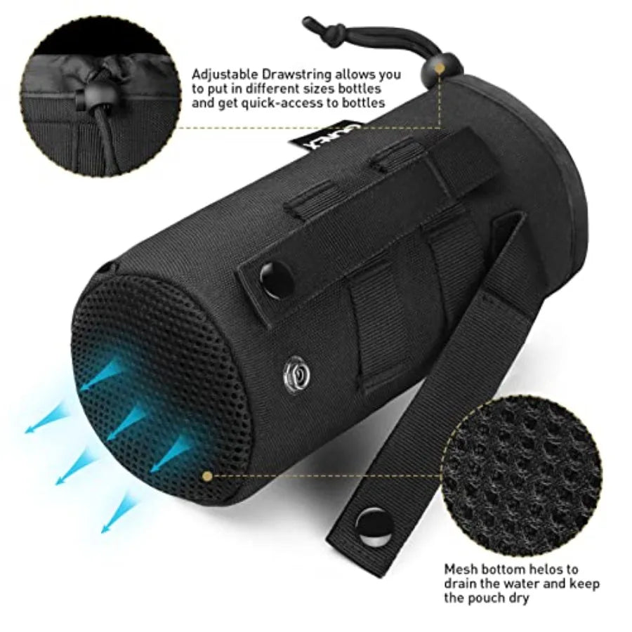 Water Bottle Pouch Tactical Drawstring Open Top Hydration Carrier
