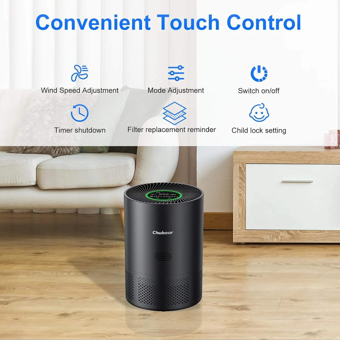 Chuboor H13 True HEPA Air Purifier For Home Bedroom