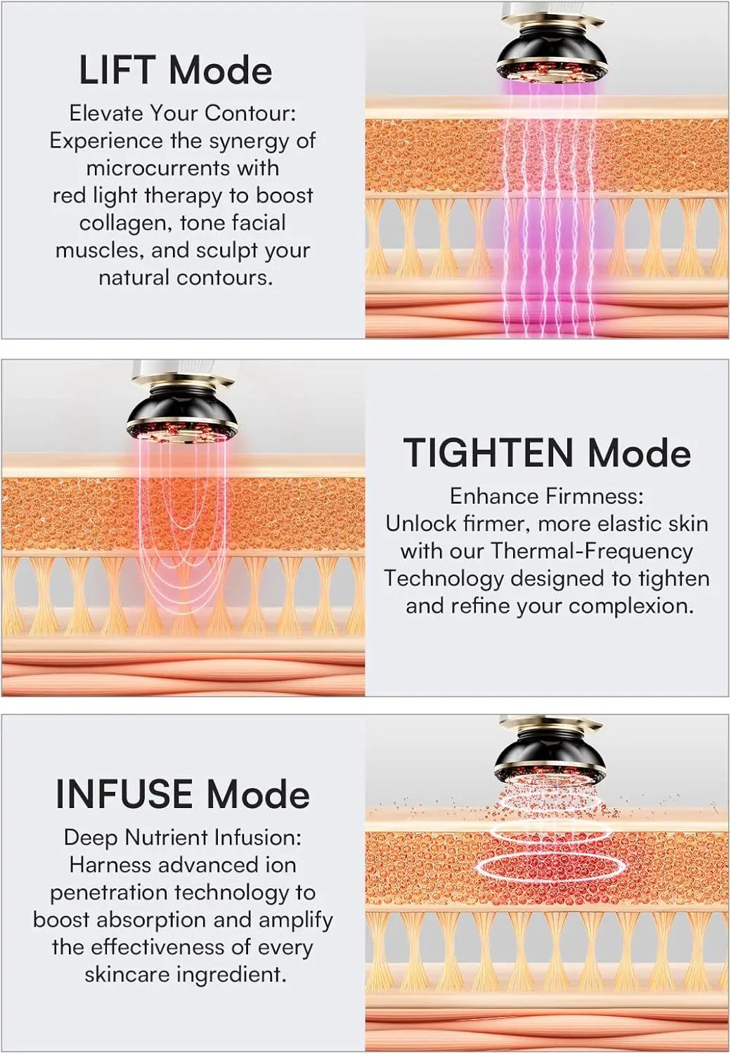 Three In One Red Light Facial Neck Beauty Device Tightening