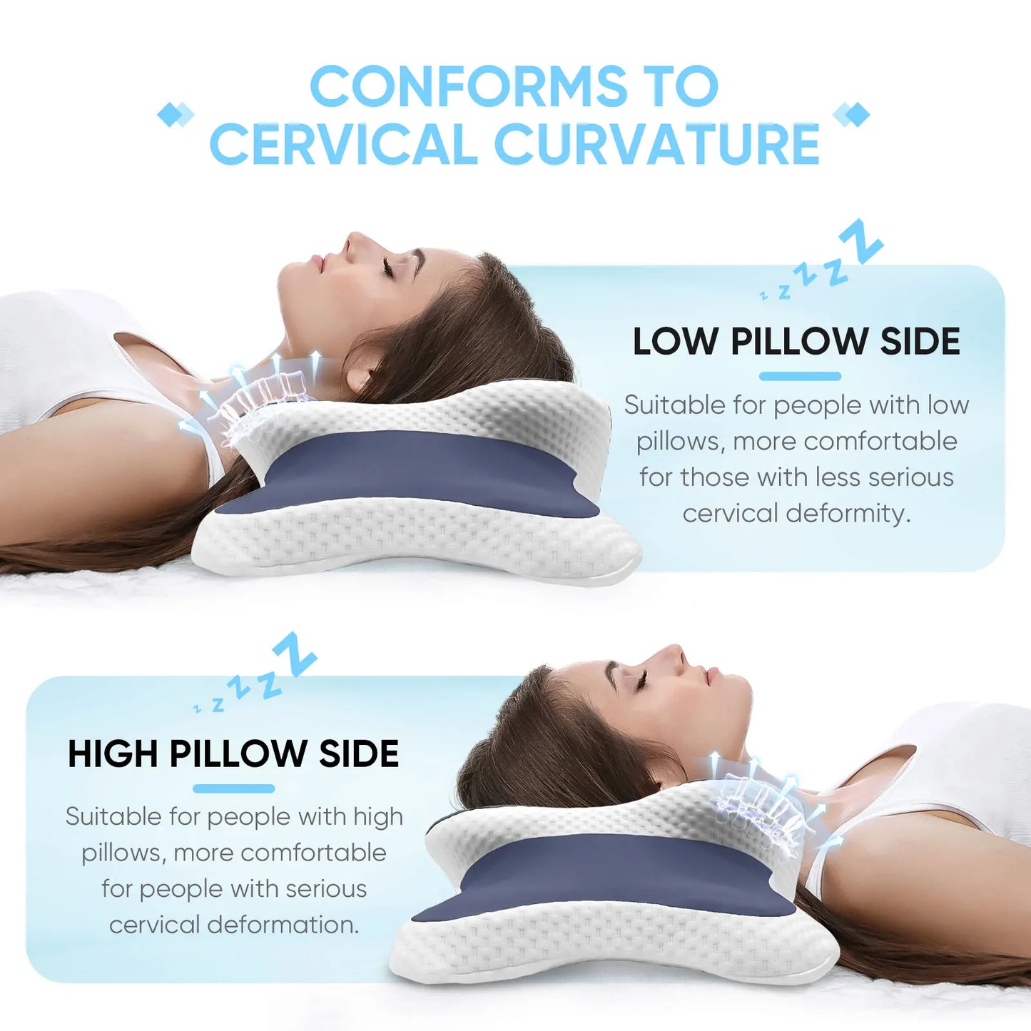 Memory Foam Cervical Pillow For Neck Pain Relief Orthopedic Support