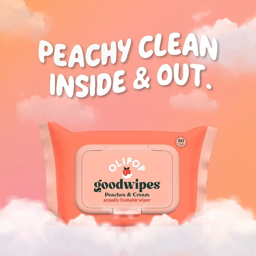 Peaches and Cream Scent Flushable Personal Cleansing Wipes