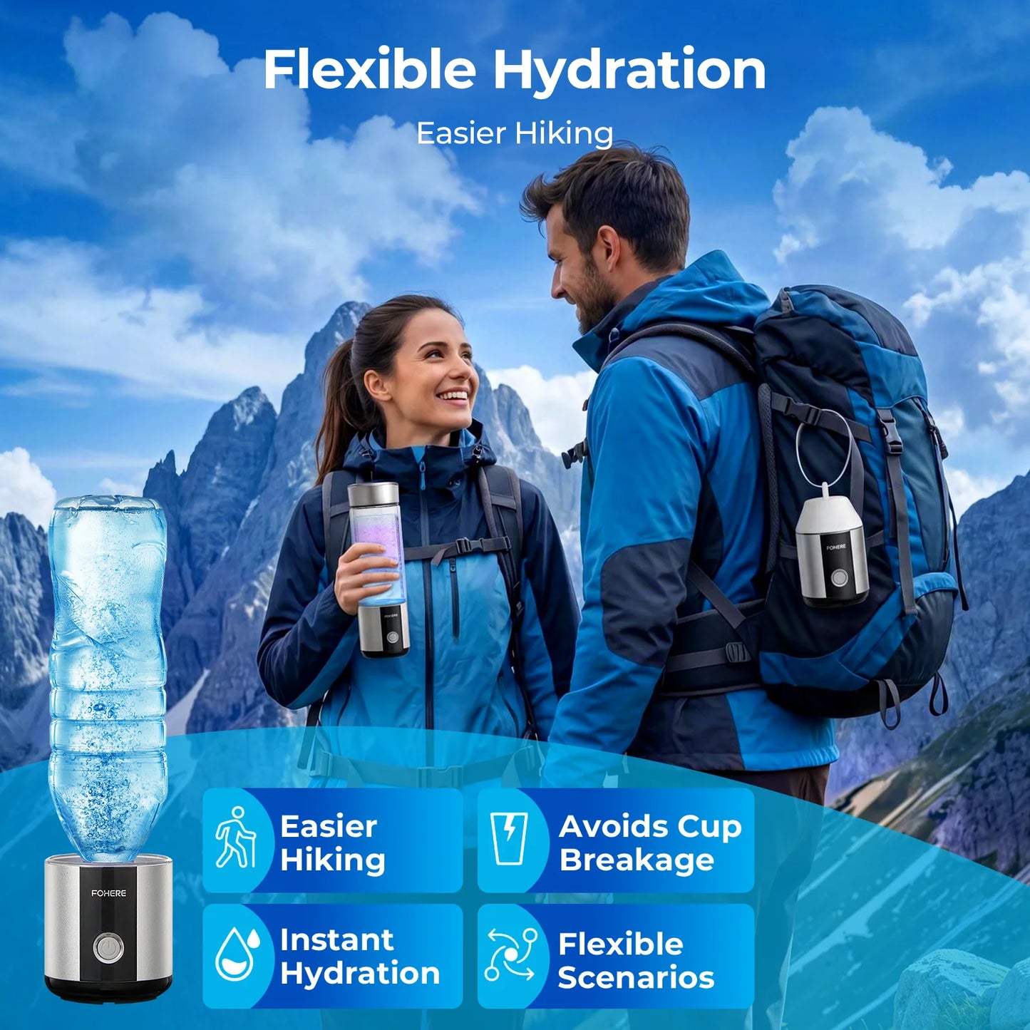 Hydrogen Water Bottle Portable Generator With SPE PEM Technology