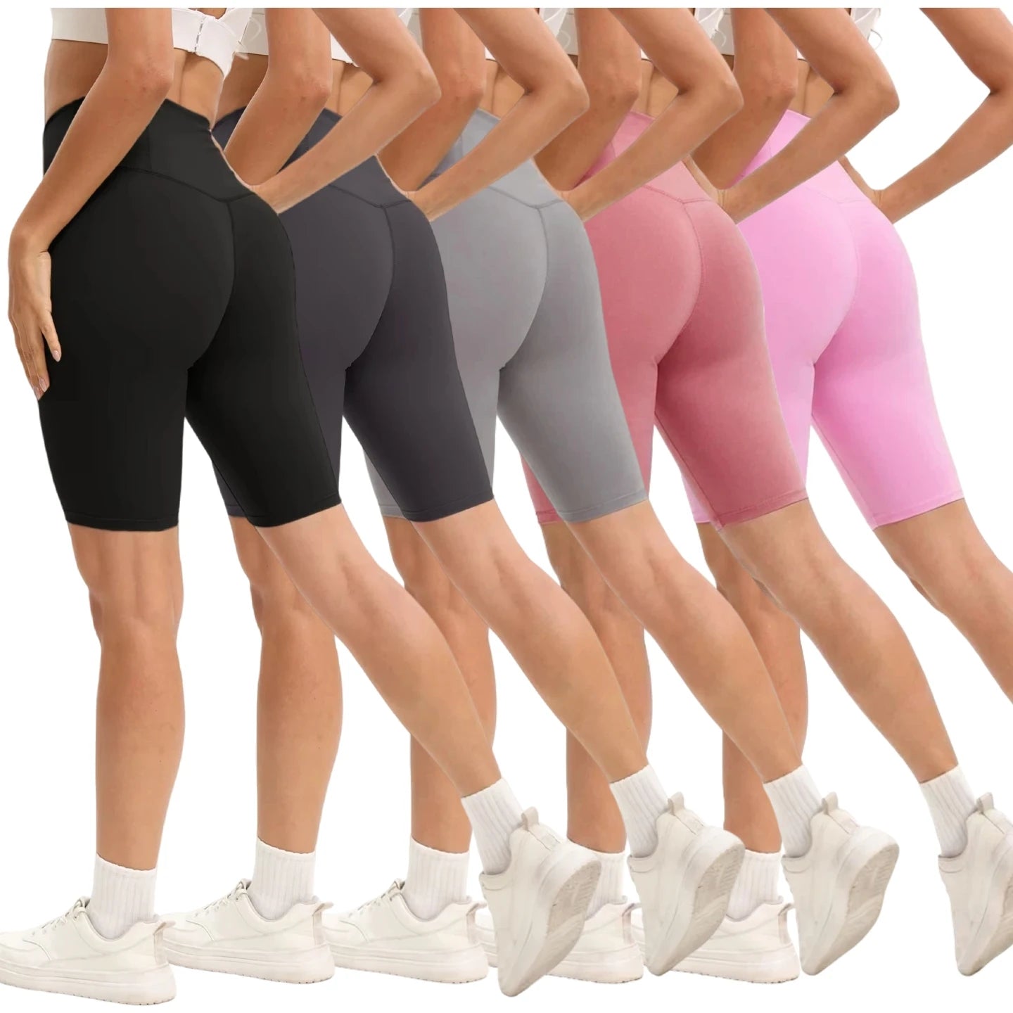 Women High Waist Bike Shorts With Pockets For Workout Yoga