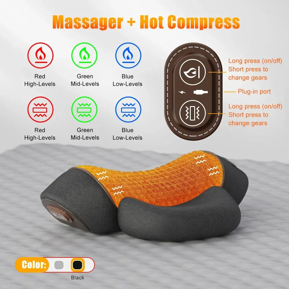 Neck Massage Pillow With Heating Vibration For Cervical Spine Care