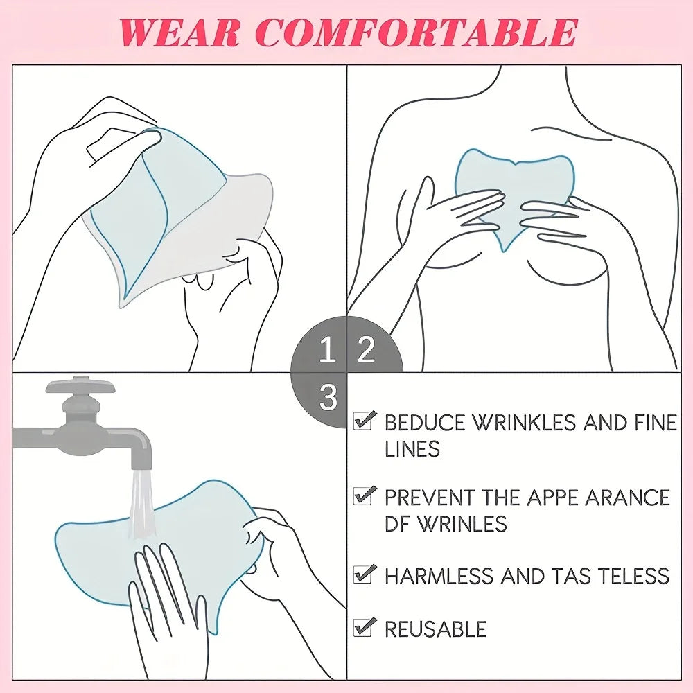 Reusable Silicone Chest Patch for Wrinkle Reduction and Lifting