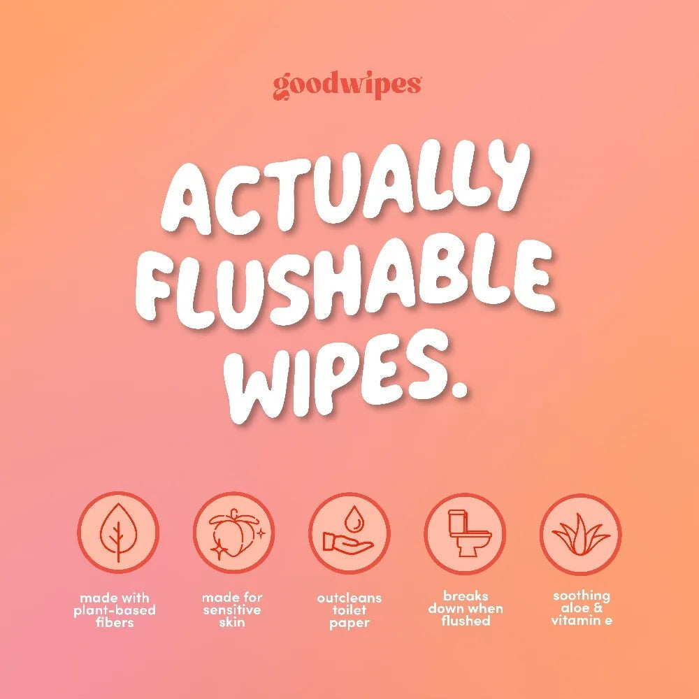 Peaches and Cream Scent Flushable Personal Cleansing Wipes