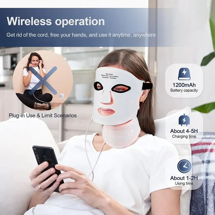Foreverlily Silicone LED Mask for Face and Neck Therapy