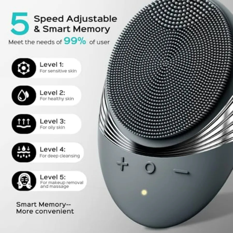 FBS01 Facial Cleansing Brush With Silicone Waterproof Rechargeable 5 Modes