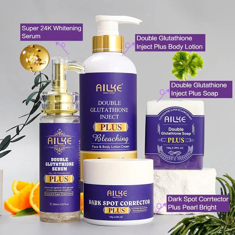 AILKE Glutathione Plus Whitening Skin Care Set for Even Tone