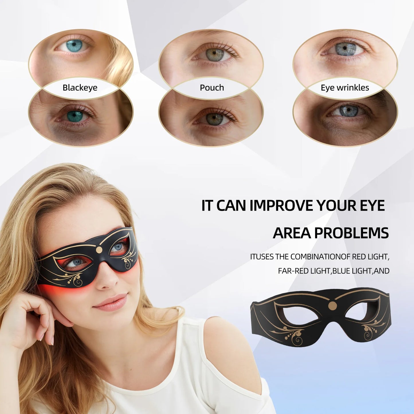 LED Red Light Therapy Eye Mask For Under-Eye Wrinkles