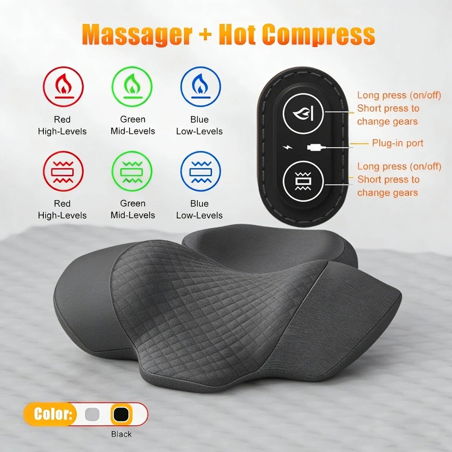 Neck Massage Pillow With Heating Vibration For Cervical Spine Care