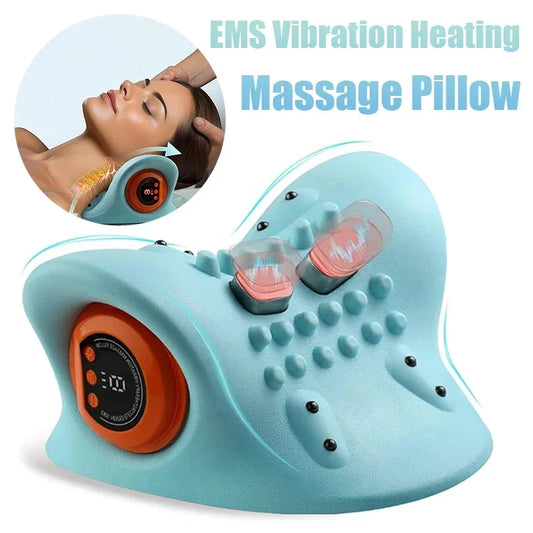 Electric Neck Traction Massager With Vibration Kneading Pillow
