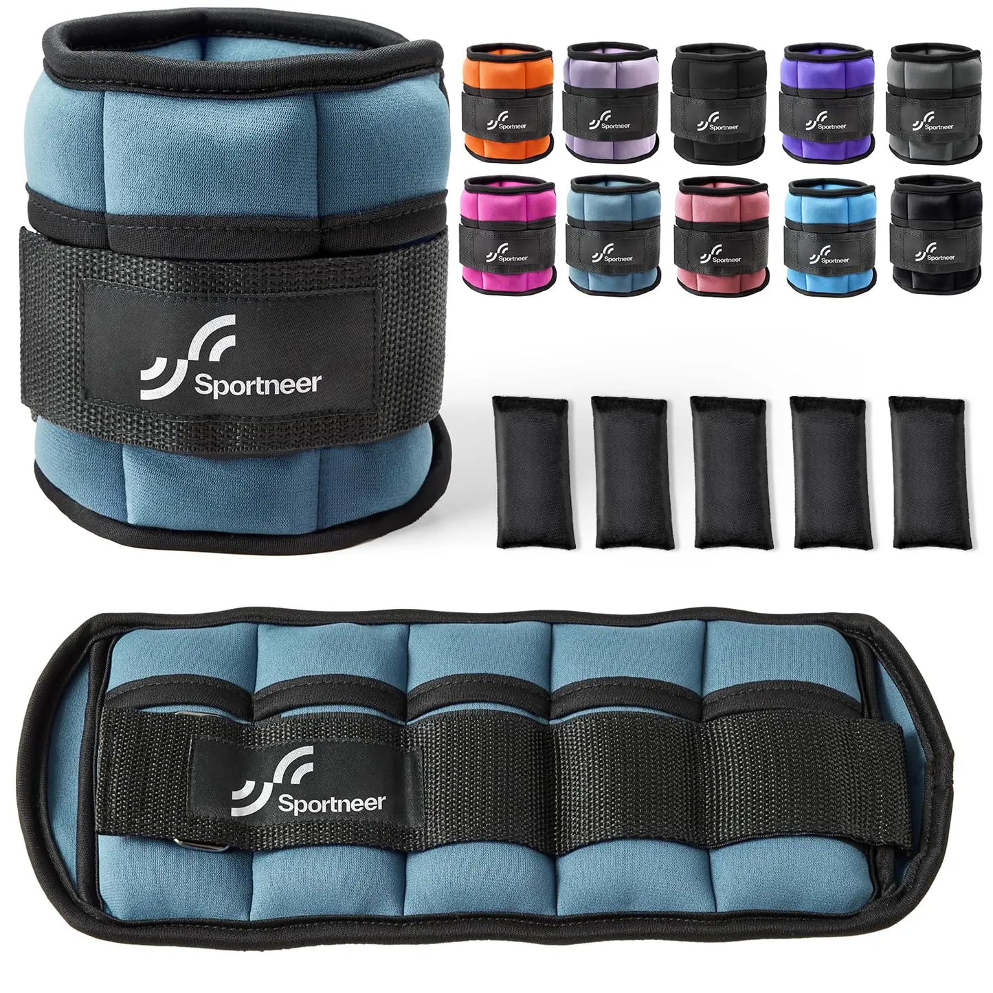 Sportneer Adjustable Ankle Weights 1Pair 10lb Leg Weight Straps for Women Men Weighted Ankle Weights Set for Gym Fitness Workout