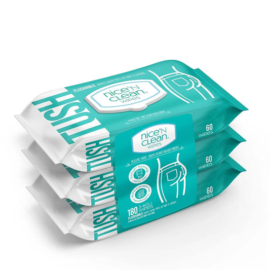 Adult Flushable Wipes 180 Count Plant Based Aloe Vitamin E